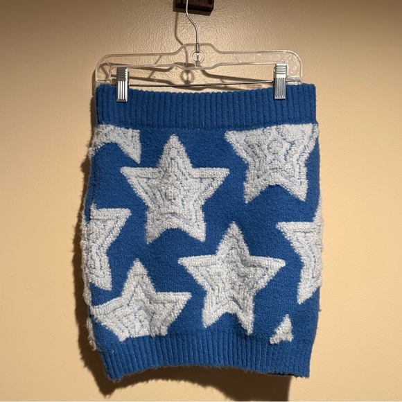 BUCKETLIST Blue Star Knit Mini Skirt - Picture 2 of 7
